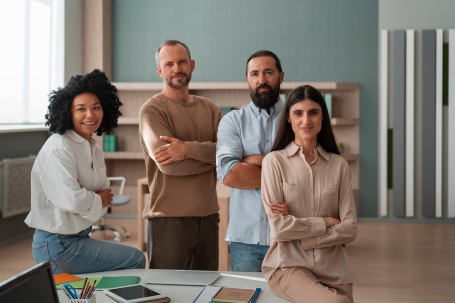 Grupo de profesionales trabajando colaborativamente en análisis financiero
